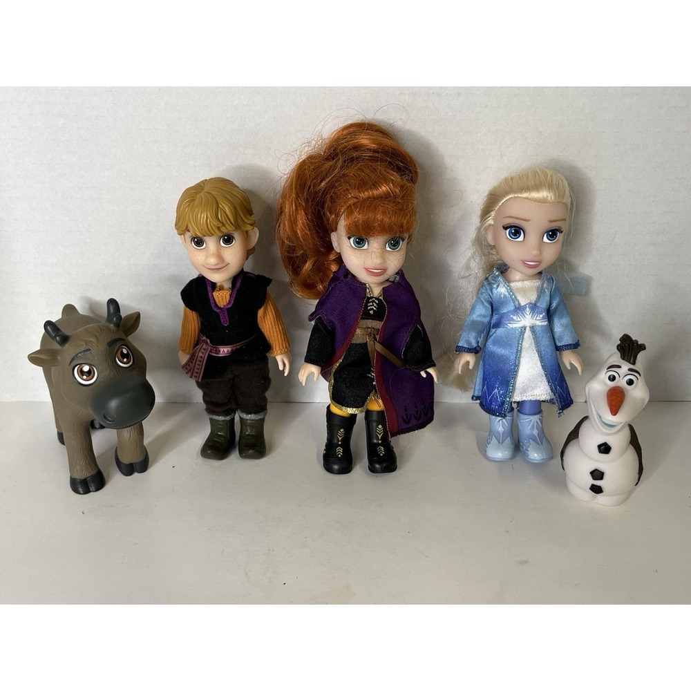 Disney Frozen Petite Doll Set Anna Elsa Kristoff Sven Olaf Adventure Preowned